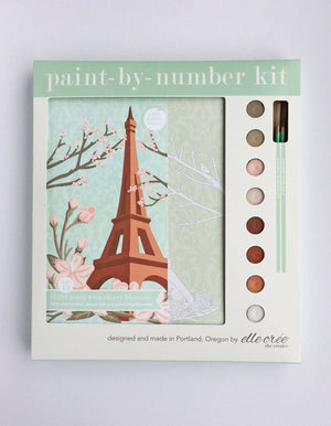 Eiffel Tower with Cherry Blossoms Paint-by-Number Kit