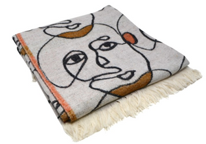 Throw Blanket Faces  120 by 140 cm