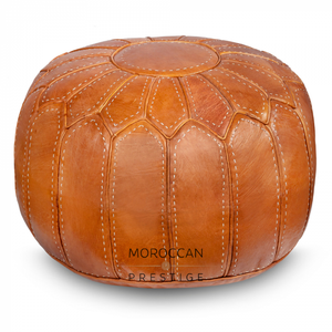 Tan Riad Moroccan Leather Pouf