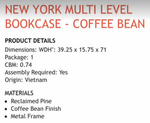 New York Multi Level Bookcase - Coffee Bean