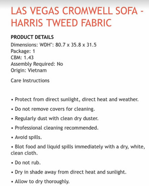 Las Vegas Cromwell Sofa - Harris Tweed Fabric