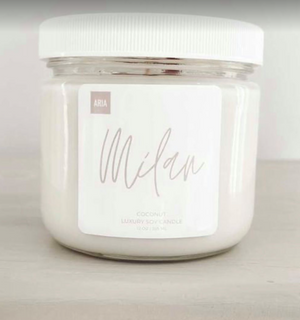 Milan Pure Soy Candle  12 oz  Coconut Scent