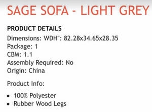 Sage Sofa - Light Grey