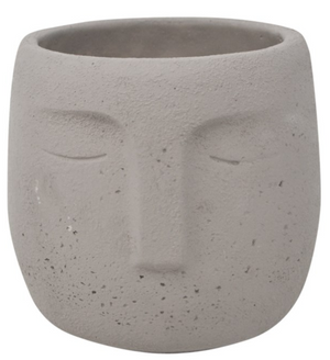 Cement Vase Face 14.5 by 14.5 by 14 cm